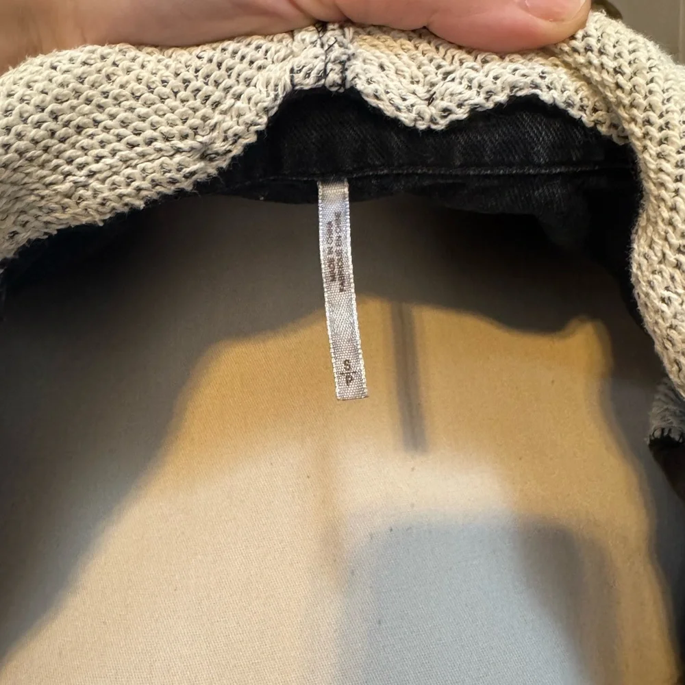 Free People Black Denim Jacket with Gray Knit Sleeves - Picture 4 of 4